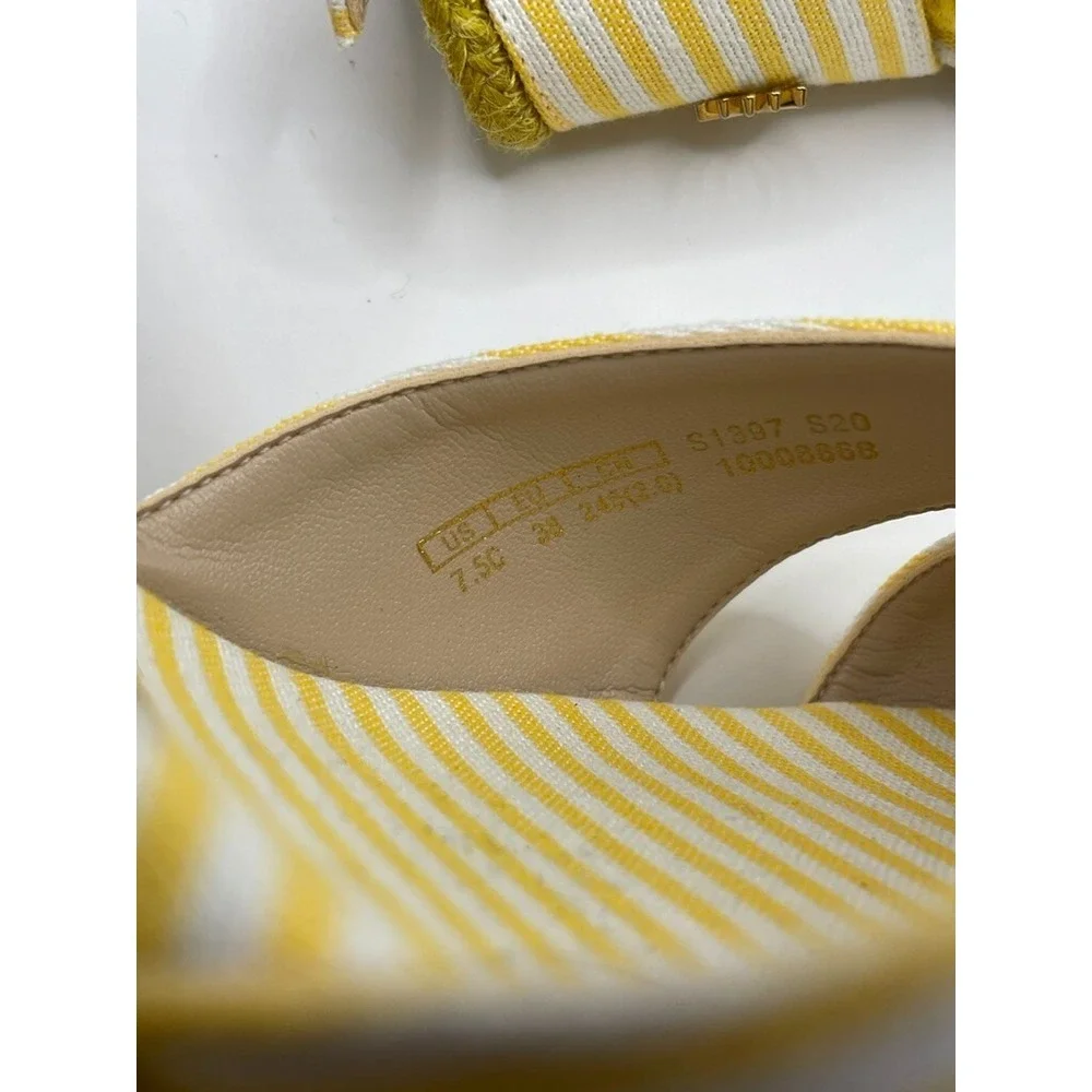 Stuart Weitzman Mirela Stripes Womens US 7.5C Ankle Strap Wedge Sandals NWOB